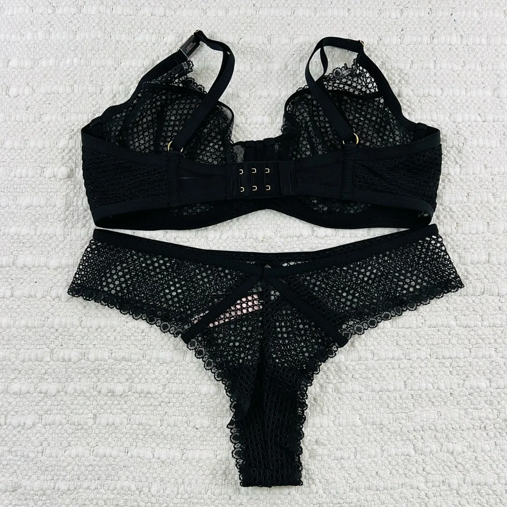 36D/M Victoria’s Secret Fishnet Bra & Cheeky Set